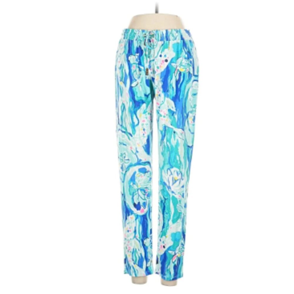 Lilly Pulitzer Lola Pant in Brilliant Blue Aquatic Garden Extra Small